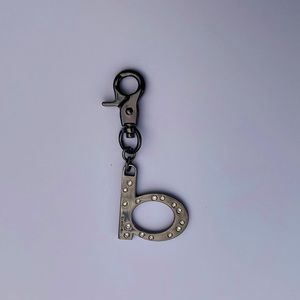 BEBE Gunmetal Rhinestone Letter B Keychain Logo - Handbag Chain - 1 of 2 (NWOT)